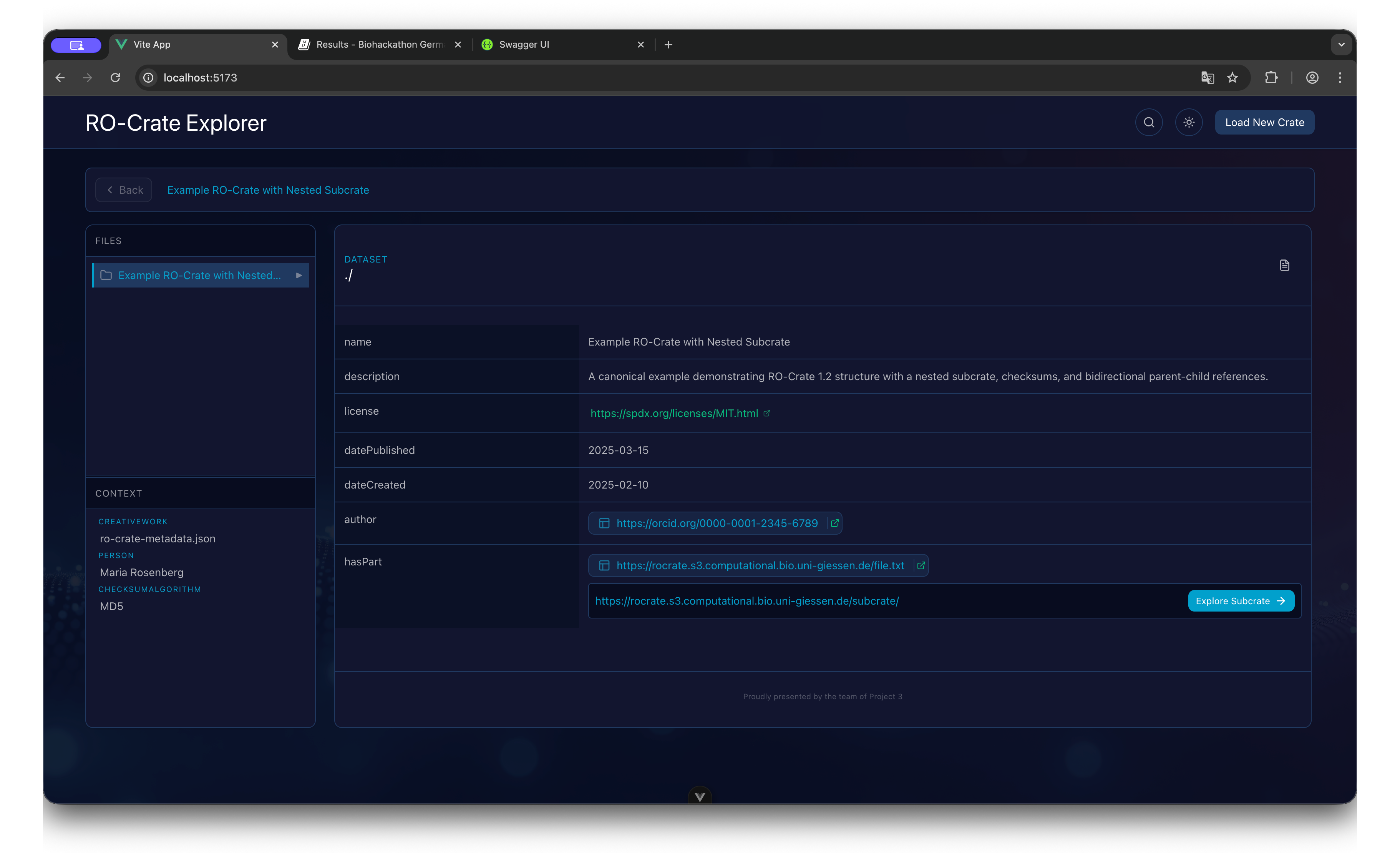 Split-pane view with Sidebar (left) and Entity Details (right).