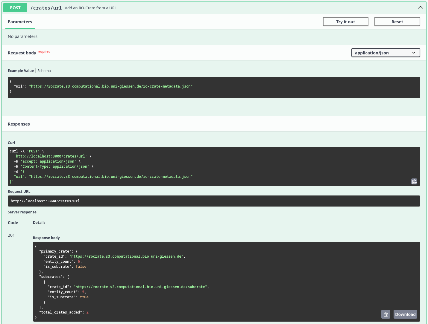 Screenshot of the executed 